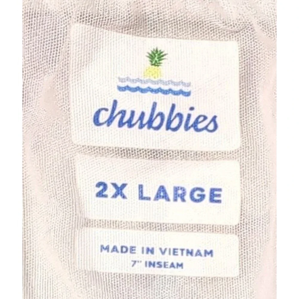 Chubbies Shorts Swim Trunks Mens XXL Aqua Palm Tree Beach 2XL Lined Surf 7”